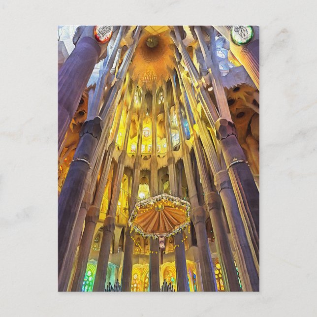 Carte Postale Sagrada Familia. Intérieur. Vue 22. (Devant)
