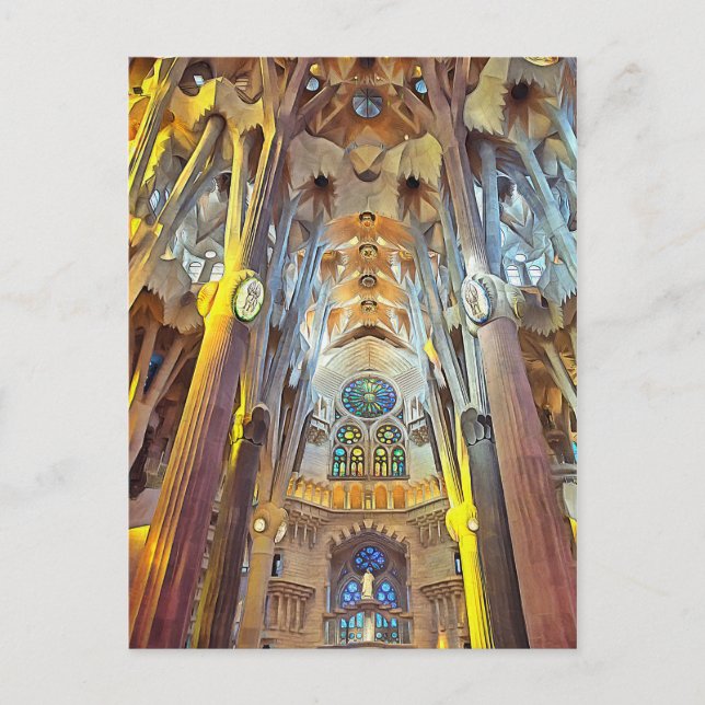 Carte Postale Sagrada Familia. Intérieur. Vue 29. (Devant)