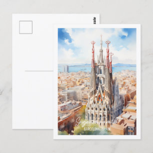 Carte Postale Sagrade Familia Barcelone Célèbre Lieu de Voyage