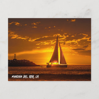 Carte Postale Sailboat at Sunset - Marina Del Rey, CA