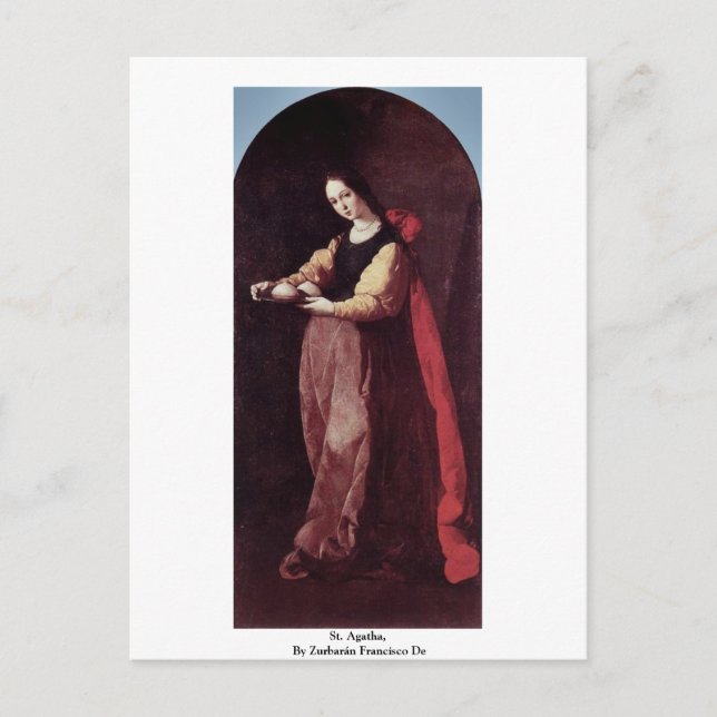 Carte Postale Saint Agatha, Par Zurbarán Francisco De (Devant)
