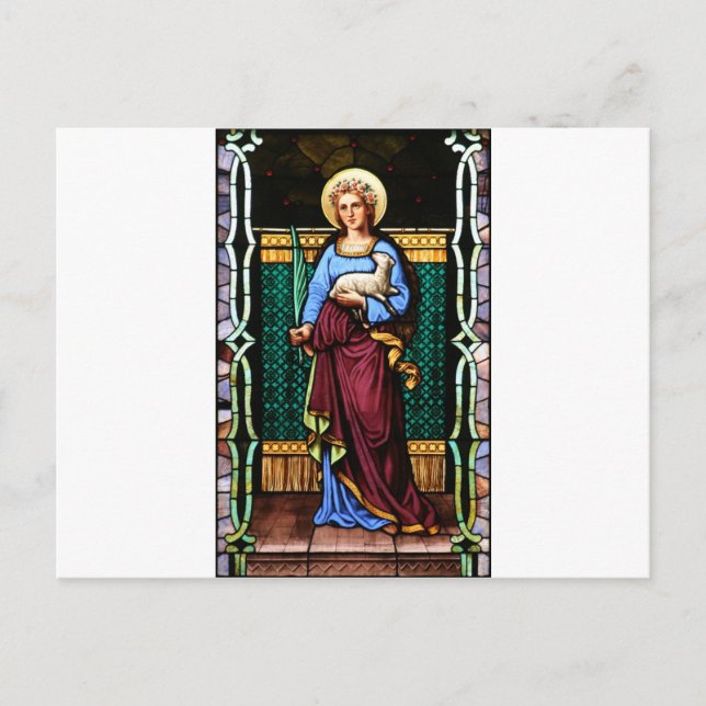 Carte Postale Saint-Agnes (Agnes de Rome) - Art du verre (Devant)