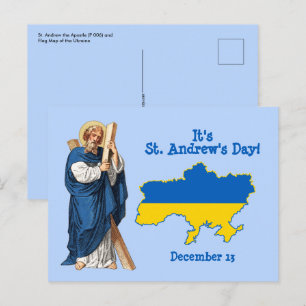Carte Postale Saint André avec la carte-drapeau de l'Ukraine Car