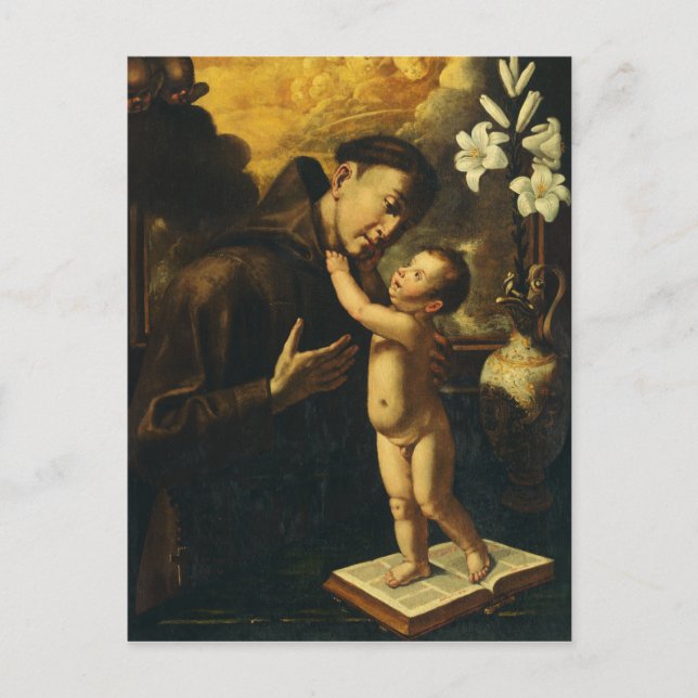 Carte Postale Saint Antoine de Padoue avec Bébé Jésus (Devant)