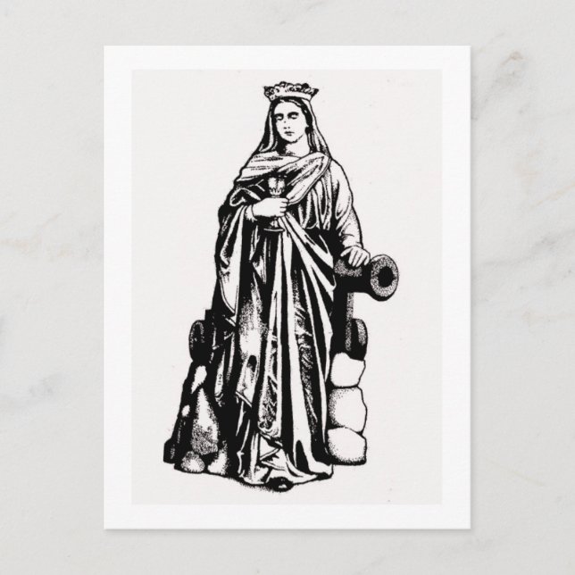Carte Postale Saint Barbara avec chalice et canon (Devant)