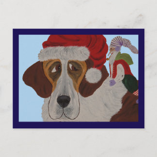 Carte Postale Saint Bernard with an elf
