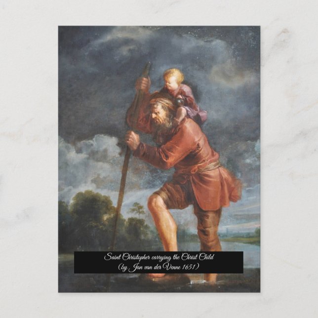 Carte Postale Saint Christopher avec Christ bébé (Devant)