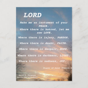 CARTE POSTALE SAINT FRANCIS PRAYER