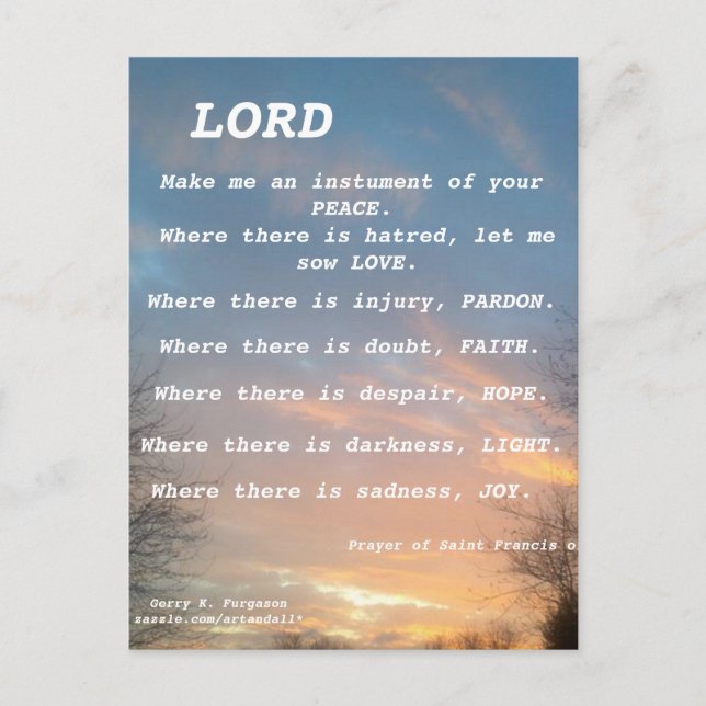CARTE POSTALE SAINT FRANCIS PRAYER (Devant)