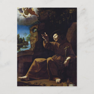 Carte Postale Saint François d'Assise Consolé par un Ange