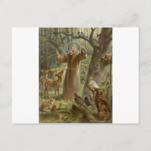 Carte Postale Saint François d'Assise Entouré d'animaux