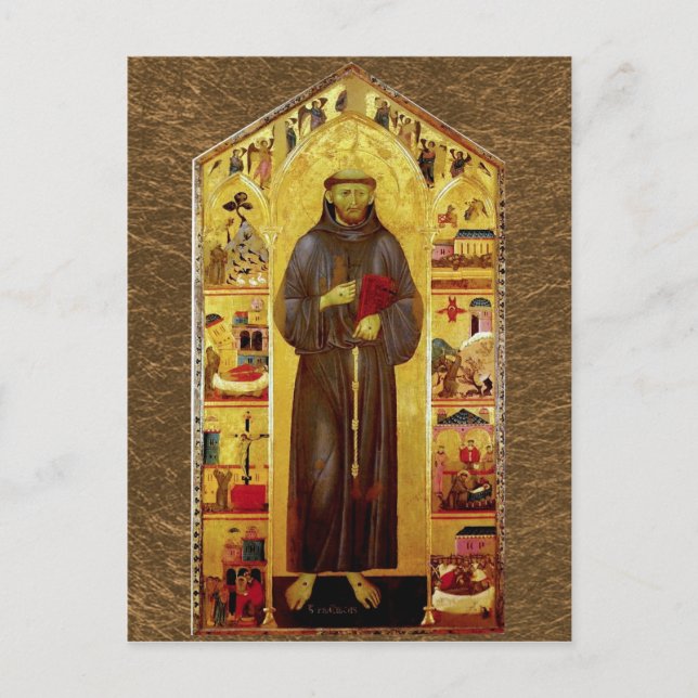 Carte Postale Saint François d'Assise Icône médiévale (Devant)