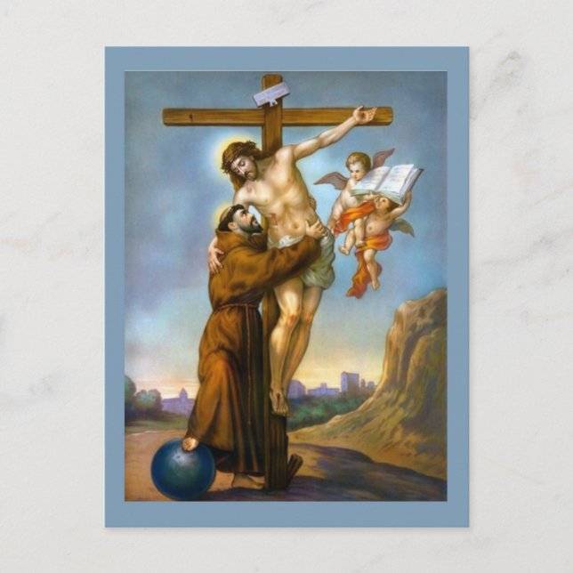 Carte Postale Saint François d'Assise Jésus Crucifixion Angels (Devant)