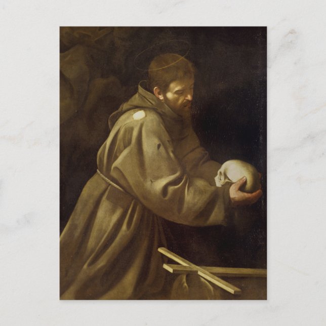Carte postale Saint François en prière de Caravage (Devant)