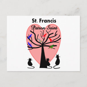 Carte Postale Saint François Patron Saint—Unique Arbre et Animau
