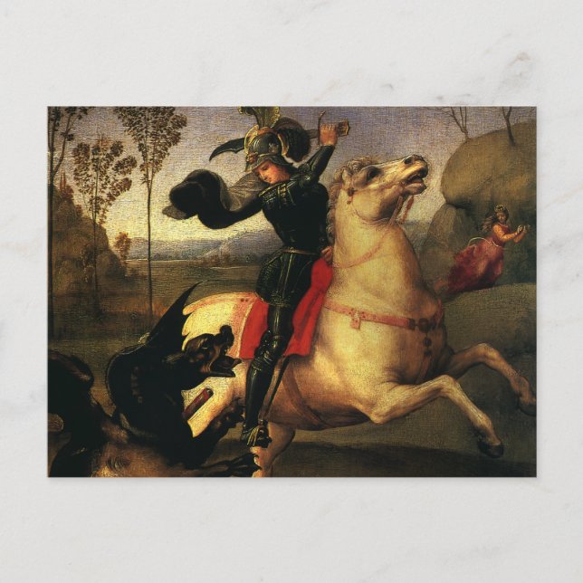 Carte Postale Saint George combattre le dragon par Raphael Sanzi (Devant)