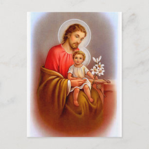 Carte Postale "Saint Joseph fête" "petits saints du printemps"