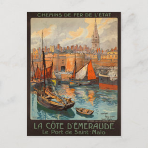 Carte Postale Saint Malo France - Poster de voyage en français V