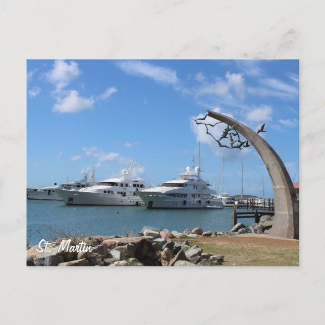 Carte Postale Saint Martin (St. Maarten) Yachts et photo de la c (Devant)