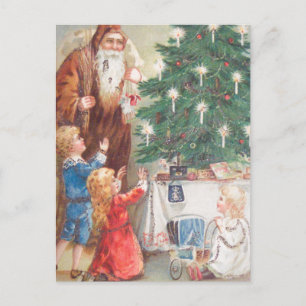 Carte Postale Saint Nicolas en Brown avec enfants