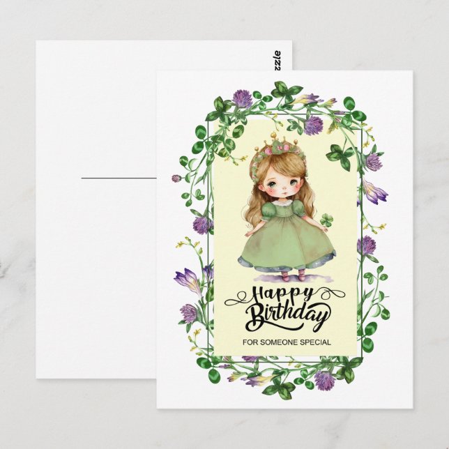 Carte Postale Saint Patrick Anniversaire Petite princesse irland (Devant / Derrière)