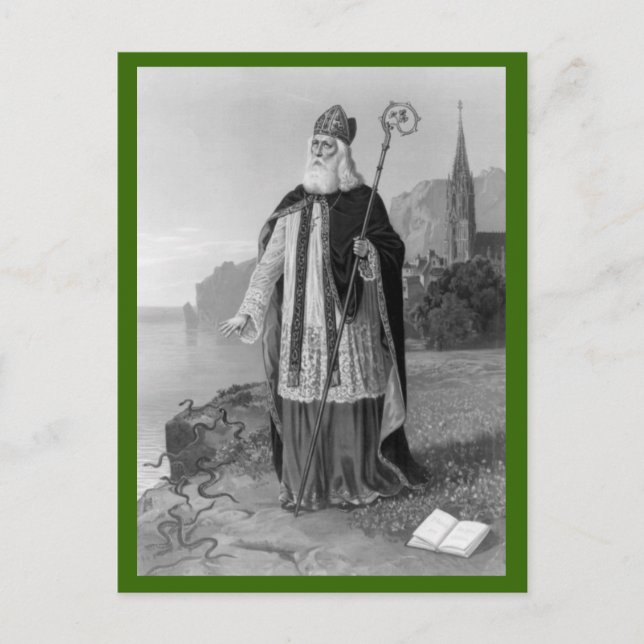 Carte Postale Saint Patrick, les serpents et la Bible (Devant)