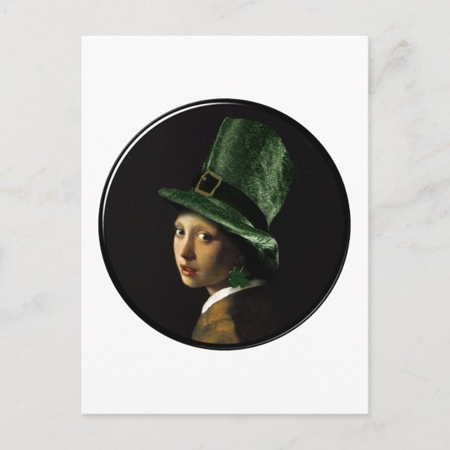 Carte Postale Saint Patrick's Day - Fille avec l'oreille Shamroc (Devant)