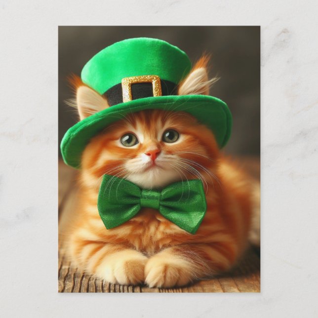 Carte Postale Saint Patricks Day Ginger Kitten (Devant)