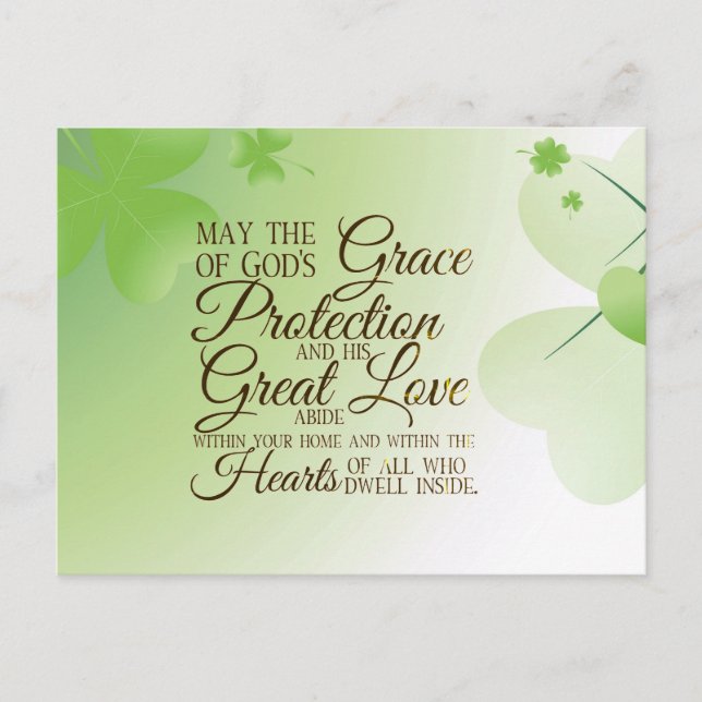 Carte Postale Saint Patrick's Day Irish Blessing Coeurs Shamrock (Devant)
