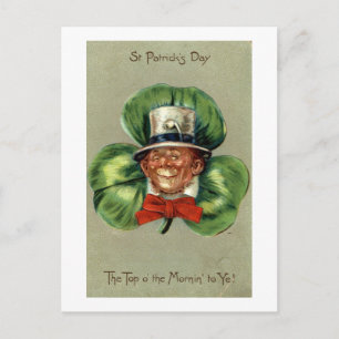 Carte Postale Saint Patrick's Day Leprechaun Repro Vintage 1908