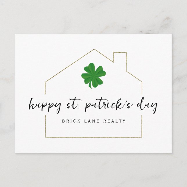 Carte Postale Saint Patrick's Day Shamrock immobilier (Devant)