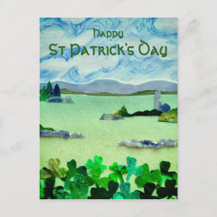 Carte Postale Saint Patrick's Day Shamrock Paysage vert