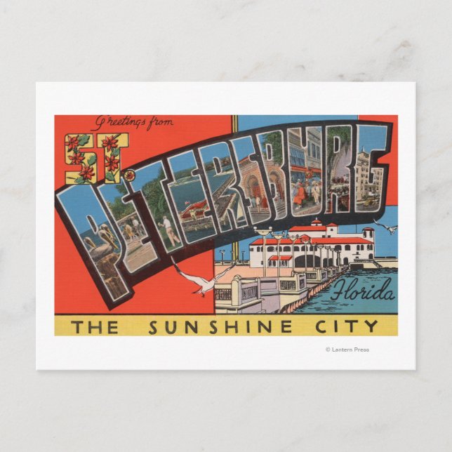 Carte Postale Saint-Pétersbourg, Floride - Scènes de grandes let (Devant)