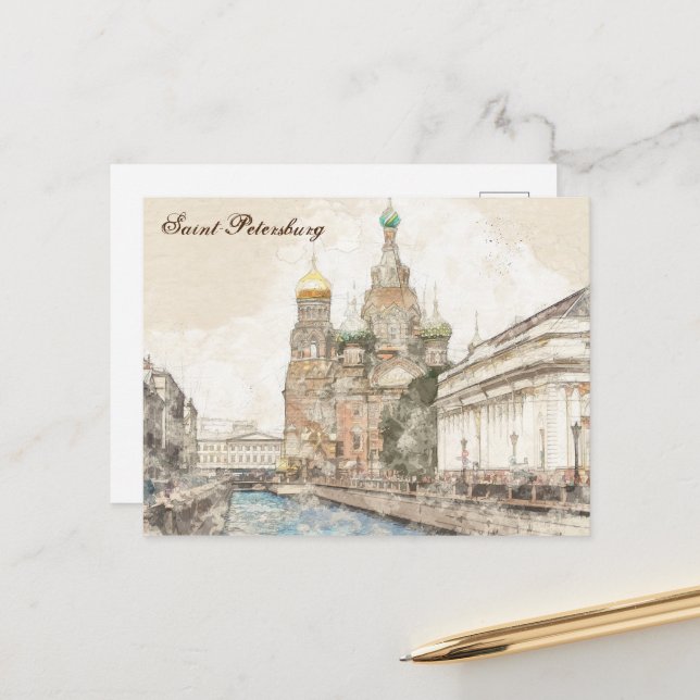 Carte Postale Saint-Pétersbourg, Russie (Devant/Arrière en situation)