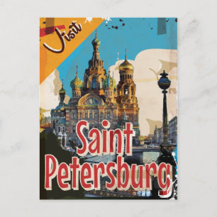Carte Postale Saint-Pétersbourg, Russie Affiche de voyage vintag