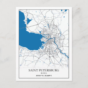 Carte Postale Saint-Pétersbourg Russie Plan de la ville Voyage s