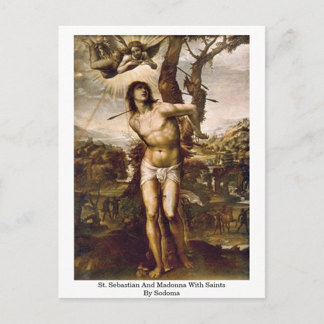 Carte Postale Saint Sébastien Et Madonna Avec Les Saints De Sodo (Devant)