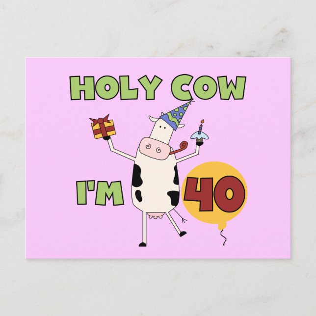 Carte Postale Saint Vache J'ai 40 t-shirts et cadeaux d'annivers (Devant)