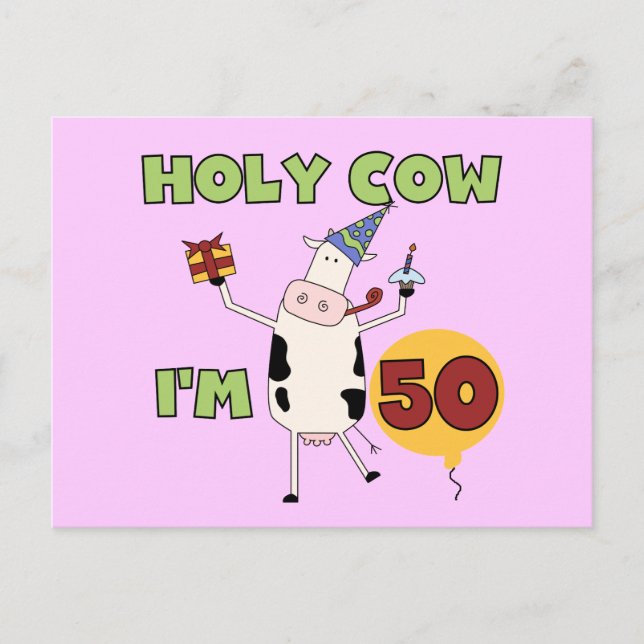 Carte Postale Saint Vache J'ai 50 t-shirts et cadeaux d'annivers (Devant)