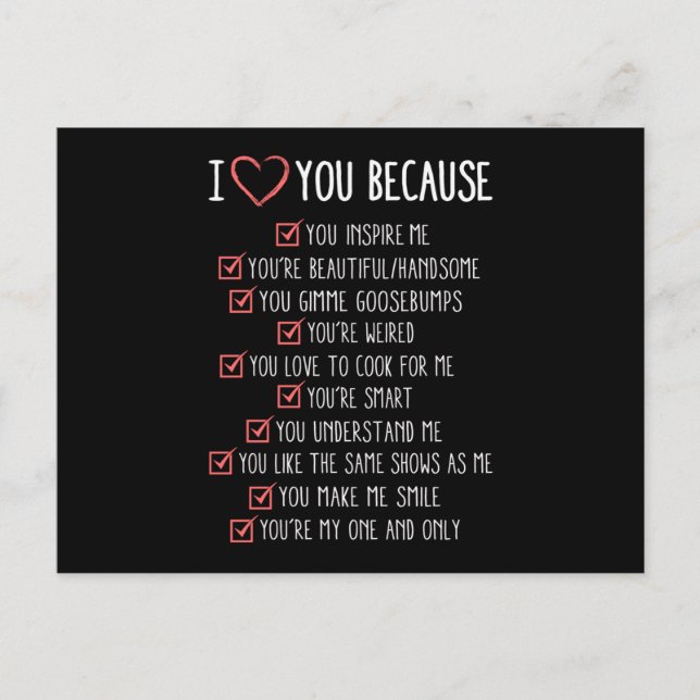 Carte Postale Saint Valentin Amour Coeur Couples Drôle Idée cade (Devant)