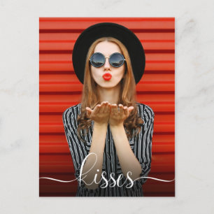 Carte Postale Saint Valentin Baisers avec Selfie Photo