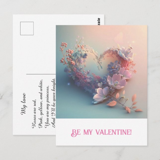 Carte Postale Saint-Valentin. Cœur (Devant / Derrière)