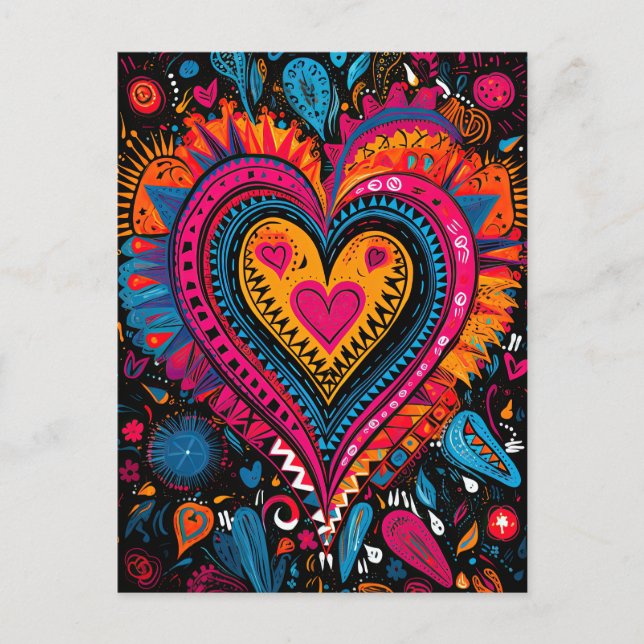 Carte Postale Saint Valentin Coeurs colorés Amour (Devant)