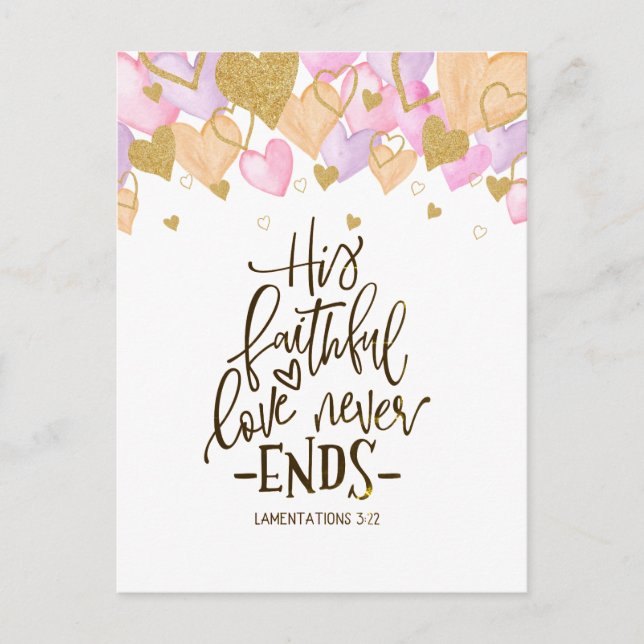 Carte Postale Saint Valentin Coeurs et fleurs Bible Verse (Devant)
