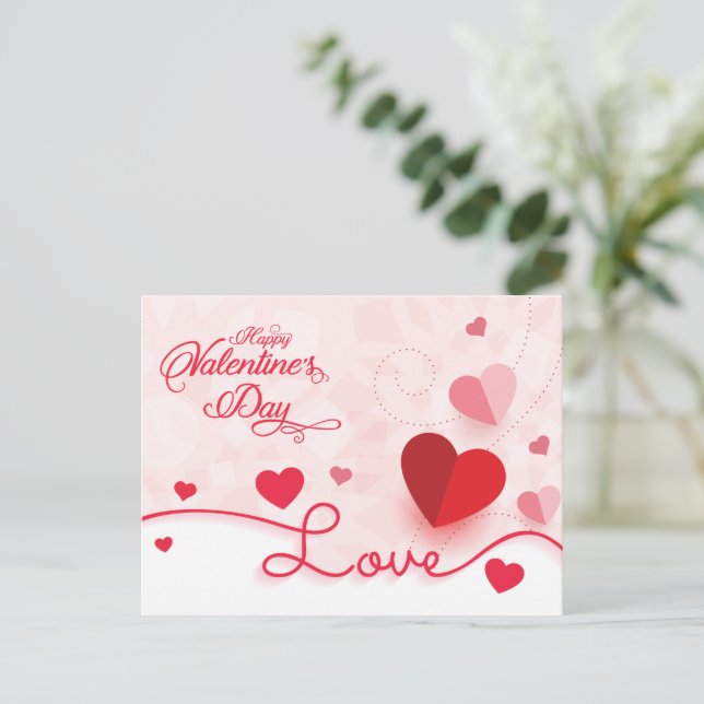 Carte Postale Saint-Valentin Cœurs Roses Élégants  (Debout devant)