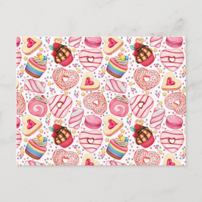 Carte Postale Saint Valentin Cookies et Cupcakes (Devant)