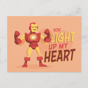Carte Postale Saint Valentin des Avengers Iron Man Light My Hea