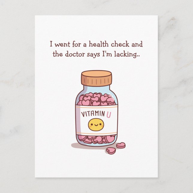 Carte Postale Saint-Valentin drôle manquant de vitamine U (Devant)