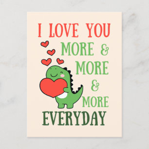 Carte Postale Saint-Valentin d'un joli dinosaure qui t'aime de p