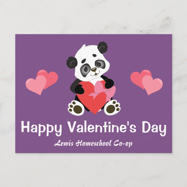 Carte Postale Saint Valentin Panda de Your Homeschool Co op (Devant)